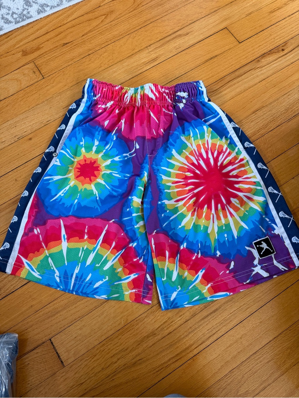 Lacrosse Unlimited Kids Tie-Dye Athletic Shorts with Side Panel - Multicolor XL